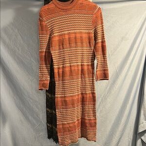 Striped Orange Knit Dress